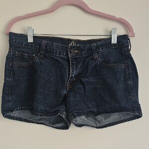 Dark Blue Denim Jean Shorts with Cuffed Hem